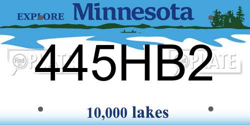 445HB2 Minnesota License Plate