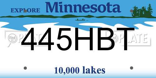445HBT Minnesota License Plate