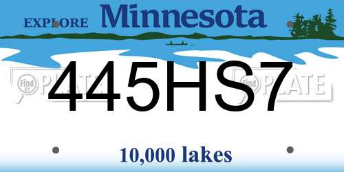 445HS7 Minnesota License Plate
