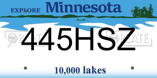 445HSZ Minnesota License Plate