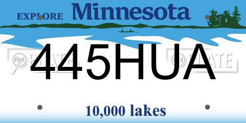 445HUA Minnesota License Plate