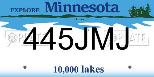 445JMJ Minnesota License Plate