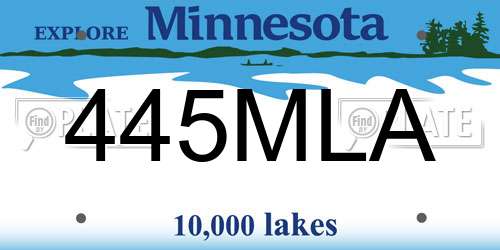 445MLA Minnesota License Plate