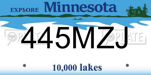 445MZJ Minnesota License Plate
