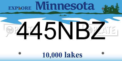 445NBZ Minnesota License Plate