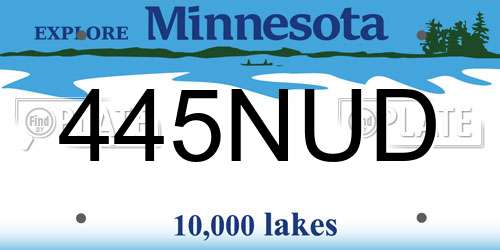 445NUD Minnesota License Plate