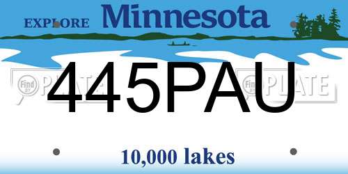 445PAU Minnesota License Plate