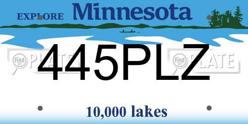 445PLZ Minnesota License Plate