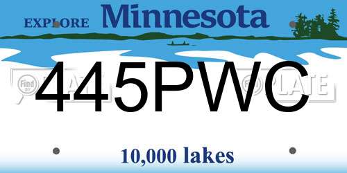 445PWC Minnesota License Plate