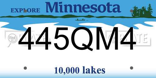 445QM4 Minnesota License Plate