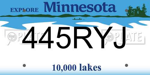 445RYJ Minnesota License Plate