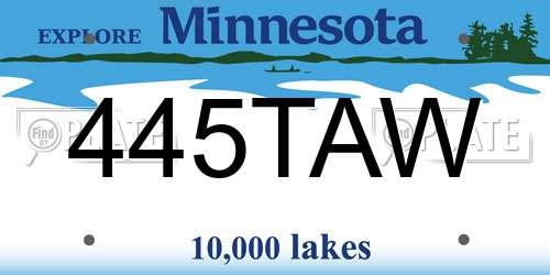 445TAW Minnesota License Plate