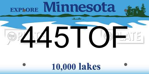 445TOF Minnesota License Plate