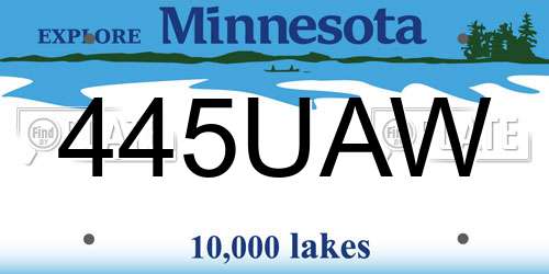 445UAW Minnesota License Plate