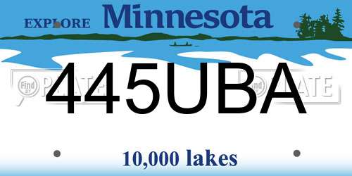 445UBA Minnesota License Plate