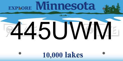 445UWM Minnesota License Plate