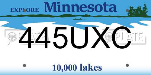 445UXC Minnesota License Plate