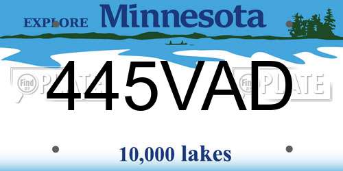 445VAD Minnesota License Plate