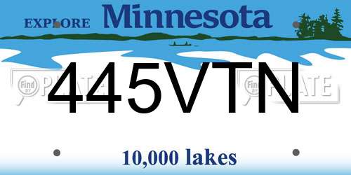 445VTN Minnesota License Plate