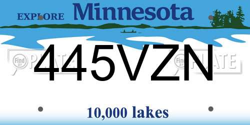 445VZN Minnesota License Plate