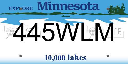 445WLM Minnesota License Plate