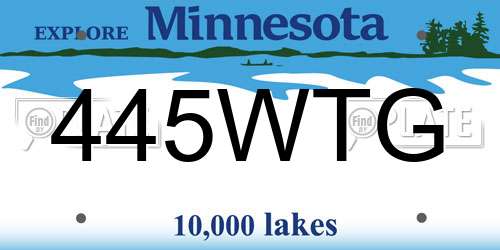 445WTG Minnesota License Plate