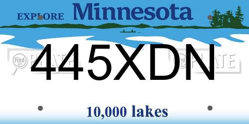 445XDN Minnesota License Plate
