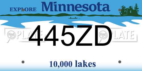 445ZD Minnesota License Plate