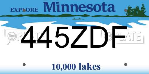 445ZDF Minnesota License Plate