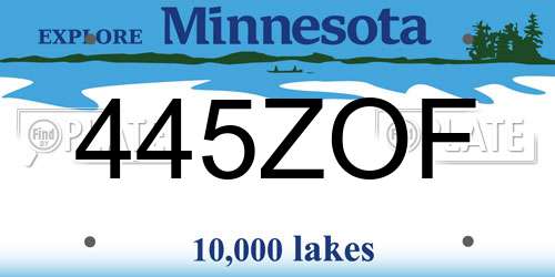 445ZOF Minnesota License Plate