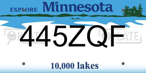 445ZQF Minnesota License Plate