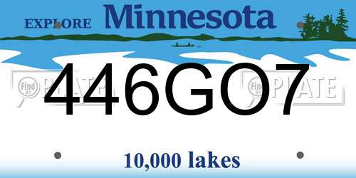 446GO7 Minnesota License Plate