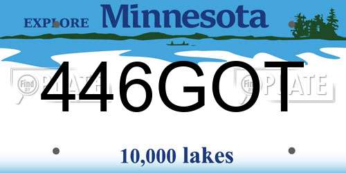 446GOT Minnesota License Plate