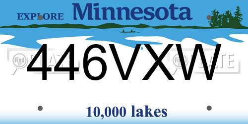446VXW Minnesota License Plate