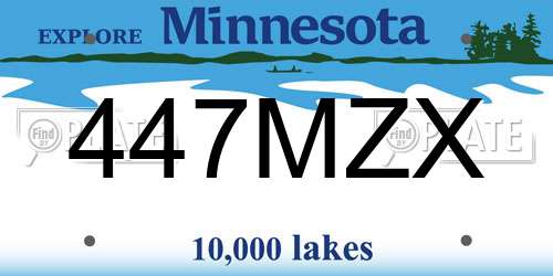 447MZX Minnesota License Plate