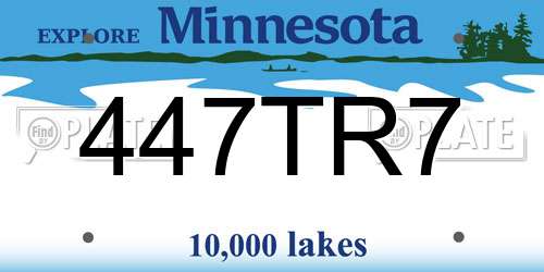 447TR7 Minnesota License Plate