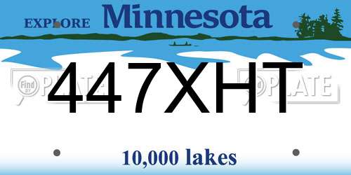 447XHT Minnesota License Plate