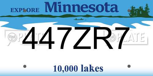447ZR7 Minnesota License Plate