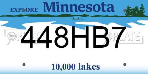 448HB7 Minnesota License Plate