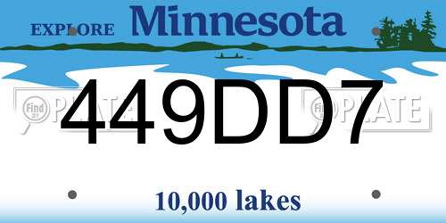 449DD7 Minnesota License Plate