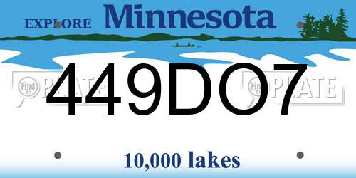 449DO7 Minnesota License Plate
