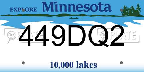 449DQ2 Minnesota License Plate
