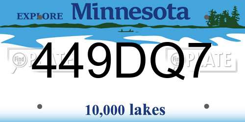449DQ7 Minnesota License Plate