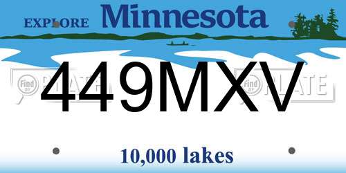 449MXV Minnesota License Plate