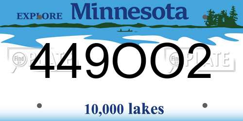 449OO2 Minnesota License Plate