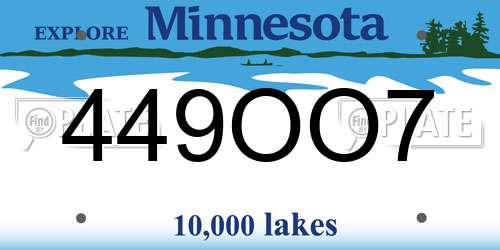 449OO7 Minnesota License Plate