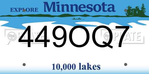 449OQ7 Minnesota License Plate