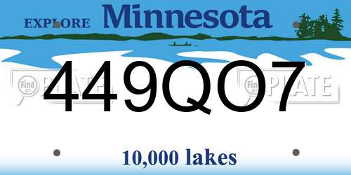 449QO7 Minnesota License Plate
