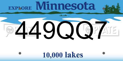 449QQ7 Minnesota License Plate