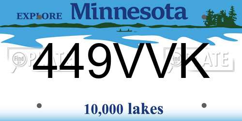 449VVK Minnesota License Plate